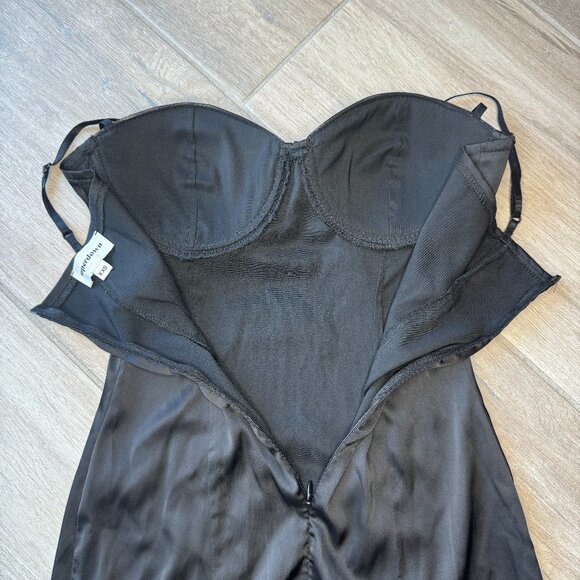 Superdown Black Satin Ruched Mini Dress XXS - Picture 8 of 9